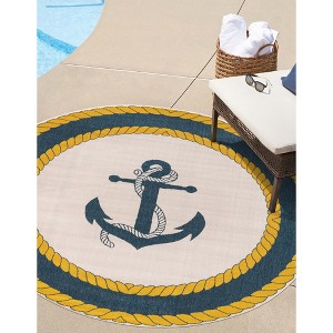 Unique Loom Outdoor Coastal Collection Area Rug - Anchor (' " x ' "  ) - 1 of 4