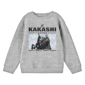 Naruto Kakashi Crew Neck Long Sleeve Youth Athletic Heather Sweatshirt - 1 of 2