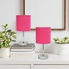 11.81" Traditional Petite Metal Stick Bedside Table Desk Lamp in Chrome with Fabric Shade - Creekwood Home - 3 of 4
