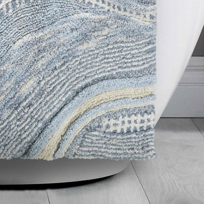 Blue and White Cotton Marble Wave Bath Rug 20" x 30"