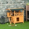 PawHut Wooden Cat House Feral Cat Shelter Kitten Condo Dog Habitat with Balcony, Stairs, Asphalt Roof for Outdoor - 3 of 4