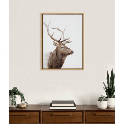 Natural Stag Profile Framed Canvas Wall Art, 18x24