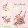 Shopping Cart Toy Supermarket 54pcs Playset, Grocery Cart with Pretend Fruits Vegetables Pink - 3 of 4