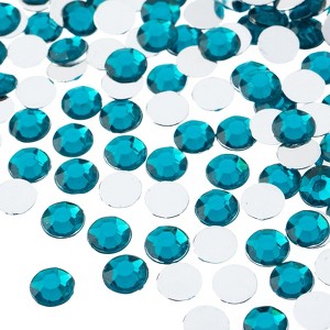John Bead 1000-Piece 8mm (SS39) Turquoise Acrylic Round Flat Back Rhinestones - 1 of 4