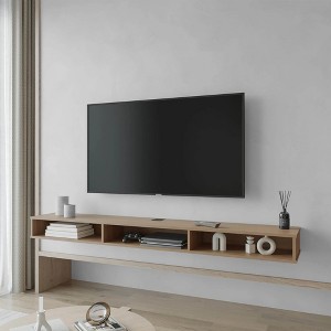 Chic Crate-Modern Media Console – Multi-Tier Ash Wood TV Stand w/ Open Storage, Multi-Room Furniture (Oak Finish) - 1 of 4