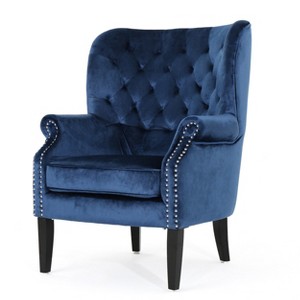 Tomlin New Velvet Club Chair - Cobalt - Christopher Knight Home, Blue