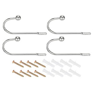 Unique Bargains U Shaped Screw Wall Mounted Towels Curtain Holdback 4 Pcs - 1 of 4