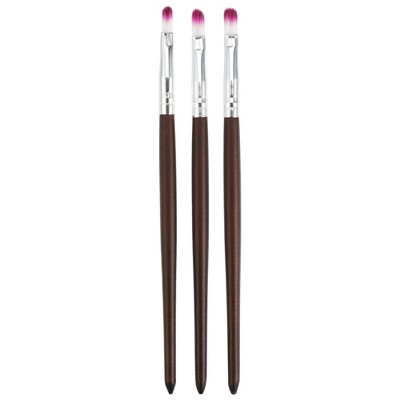 Unique Bargains Lip Makeup Brushes and Sets Brown 3 Pcs