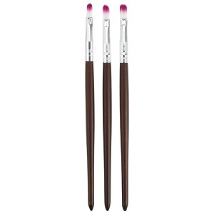 Unique Bargains Lip Makeup Brushes and Sets Brown 3 Pcs - 1 of 4