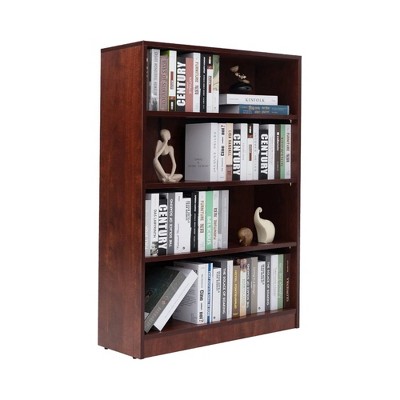 Infurnic Decorative Bookshelf, Tall Modern Wood Bookshelf with Four Shelves, for Living Room or Library Bookcase, Brown, 11.6"*33"*49"
