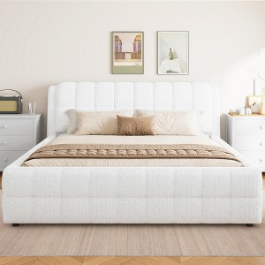 California King/King Size Upholstered Platform Bed with Headboard - ModernLuxe - 1 of 4