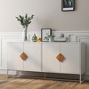 Solid Wood Square Shape Handle Design Sideboard Storage Cabinet - 2 of 4