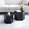 CENGHU Hexagonal Coffee Table, MDF with Ash, Walnut Veneer Side Table, End Table, Tea Table, Nesting Table for Living Room, Office, Bedroom, Set of 2 - 2 of 4