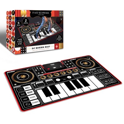 Fao Schwarz Giant Electronic Dance Mat DJ Mixer with Piano Keyboard & Turntable Scratch Pads