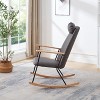 CAVINAS Modern Rocking Chair with High Back and Armrest, Technical Leather Upholstered Ergonomic Glider Chair - 2 of 4