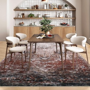 Area Rug, Washable Ombre Print Vintage Distressed Ultra-Thin Bedroom Living Room Accent Rug, Low Pile Non-Slip Area Rug for Dining Room Home - 1 of 4