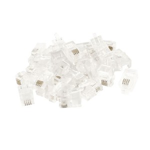 Unique Bargains Household Plastic 4P4C RJ9 Connectors Adapters for Telephone Clear 30pcs - 1 of 4