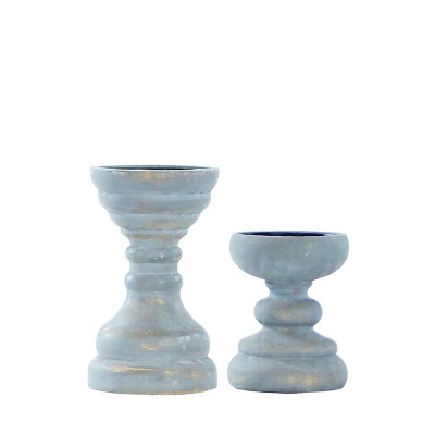 VIP Wood 5 in. Gray Candle Holders Set of 2