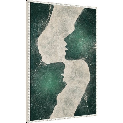 Emerald Love Green and Gray Abstract Canvas Wall Art