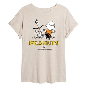 Women's - Peanuts - Charlie Snoopy Dancing Oversized Graphic T-Shirt - 1 of 4