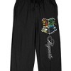 Harry Potter Hogwarts School Crest Men's Black Drawstring Sleep Pants - 2 of 4