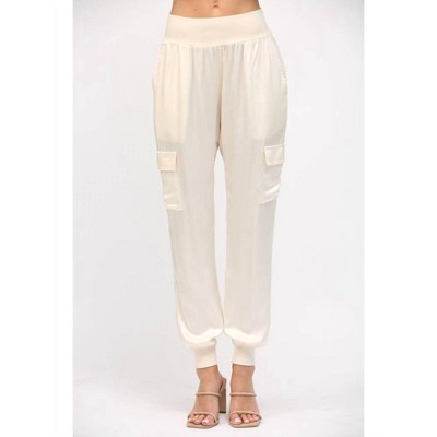 Women's Satin Cargo Jogger Pants - Fate