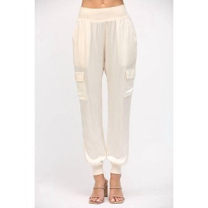 Women's Satin Cargo Jogger Pants - Fate - 1 of 4