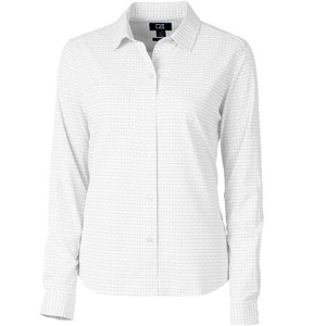 Cutter & Buck Versatech Tattersall Stretch Womens Long Sleeve Dress Shirt - 1 of 2