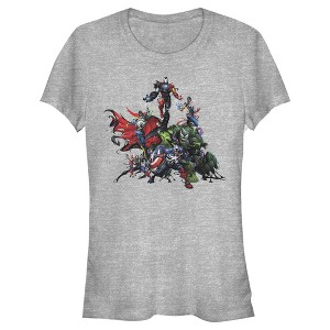 Juniors Womens Marvel Avengers Character Melee T-Shirt - 1 of 3