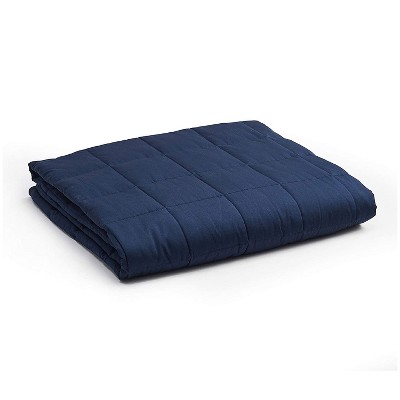 YnM Original Cotton 60 x 80 Inch 25 Pound 7 Layer Glass Bead Weighted Blanket for Therapeutic Stress Relief, Queen and King Beds, Navy