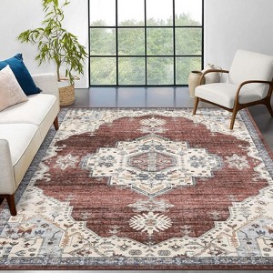 Vintage Runner Rug - Machine Washable Non-Slip Low Pile Distressed Hallway Rug for Kitchen, Bedroom, Bathroom - 1 of 4