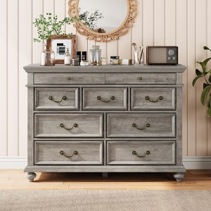 9 Drawers Dresser for Bedroom, Farmhouse Wood Chest of Drawers with Rustic Handle - 1 of 4