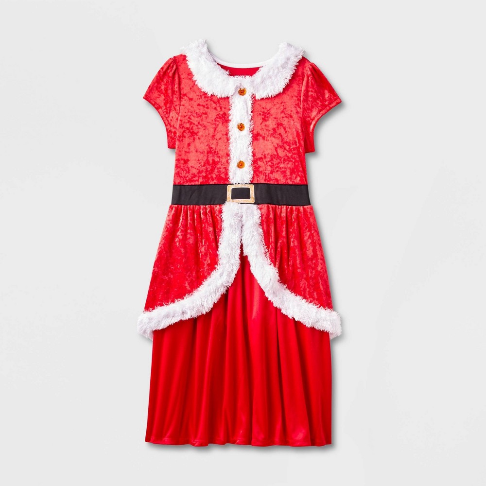Girls' Santa Claus Christmas Dress-up NightGown - Red M