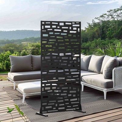 Lirago Metal Outdoor Privacy Screen Freestanding Patio Decorative Screens - 72"x35", Black