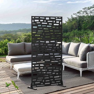 Lirago Metal Outdoor Privacy Screen Freestanding Patio Decorative Screens - 72"x35", Black - 1 of 4