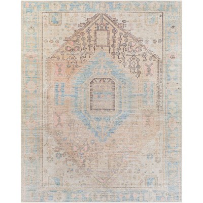 Livabliss 7'6"x9'6" Alanya Traditional Machine Washable Rug Blue: Pet Friendly, Flat Pile, Indoor Use