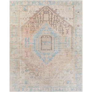 Livabliss 7'6"x9'6" Alanya Traditional Machine Washable Rug Blue: Pet Friendly, Flat Pile, Indoor Use - 1 of 4