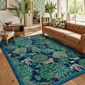 Coucheta Area Rug, Washable Low Pile Indoor with Non-Slip Backing,Soft Stain Resistant Carpet for Living Room, Bedroom,Kids Room,Multi-Color & Size - 1 of 4
