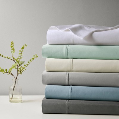 King Blue Cotton Blend Sateen Weave 4-Piece Sheet Set