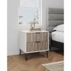 Sapphtopaz Modern Nightstand with 2 Vertical Textured Drawers Bedside Table with Splayed Gold Metal Legs & Handles Night Stand for Bedroom - 3 of 4