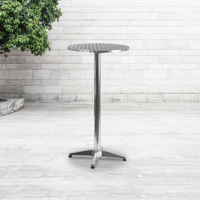 Emma and Oliver 23.25" Round Aluminum Indoor-Outdoor Bar Height Table with Flip-Up Table, 3 of 7