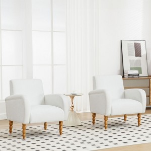 Modern Chenille Fabric Accent Chair, Upholstered Armchair with Solid Wood Legs - Comfy Single Sofa for Reading, Living Room, Bedroom - 1 of 4