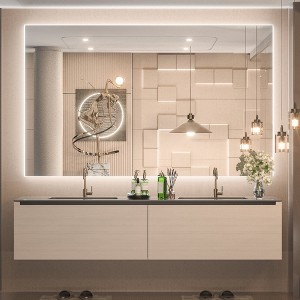Keonjinn Smart LED Bathroom Vanity Wall Mirror, 3 Color Temperatures Dimmable, Frontlit & Backlit, Dimmable, Acrylic Edge, Anti Fog, Radar Sensor - 1 of 4