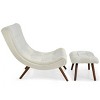Jupiter 33.5" High Back Wide Upholstered Performance Velvet Lounge Chair Chaise and Ottoman Foot Rest Set-Maison Boucle - 4 of 4
