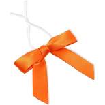 Bright Creations 100 Pack Pre-Tied Satin Orange Bow Tie Twists for Crafts, Themed Party Favors, Goodie Bags, Baked Goods Packaging, 3 In