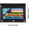 Fmeida Pencil Pouch 3 Ring, Zipper Pencil Pouches Case Binder Cosmetic Bag Black 2 Pack - 2 of 4