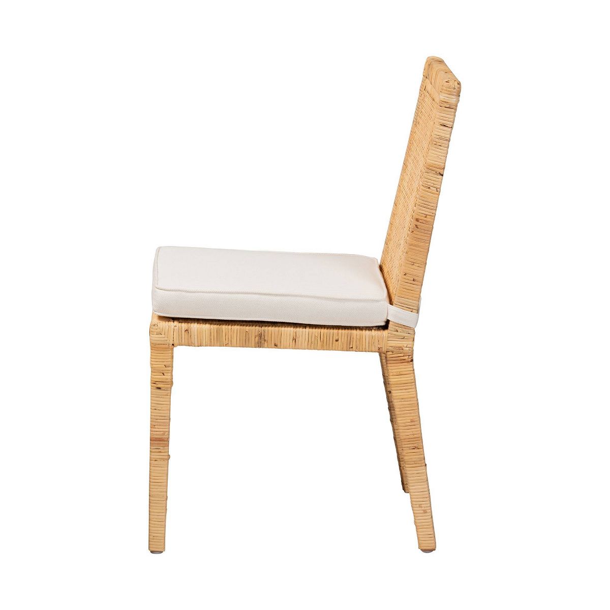 Sofia Wood and Rattan Dining Chair Set Natural/White - bali & pari: Handcrafted, Foam Cushion, No Assembly Required - thumbnail 4