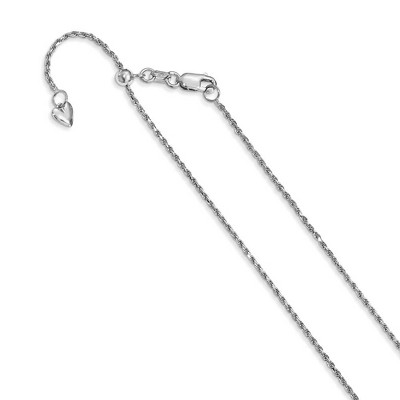 Black Bow Jewelry 1.2mm 14k White Gold Adjustable D/C Rope Chain Necklace, 22 Inch
