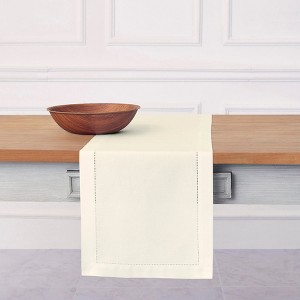 Solino Home Cotton and Linen Hemstitch Table Runner - 1 of 4