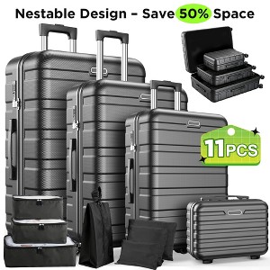 Travel Bags Luggage Set Specials TRAVELARIM 4-Piece Teal Nested Hard Luggage Set Expandable Spinner Suitcase  Carry-On Weekender Exterior USB Port TSA Compliant TA-L4PC-TL